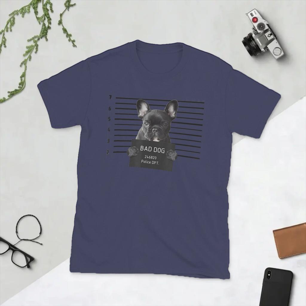 French Bulldog Bad Dog French Prison Dog French Mom Dad Unisexs T Shirt Funny Tee Shirt Short Sleeve TShirt 100 Cotton Clothing
