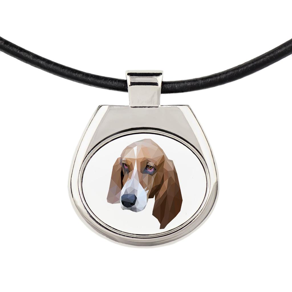 Basset Hound -Naszyjnik Ze Zdjęciem I Napisem Geometryczny Marki Art-Dog