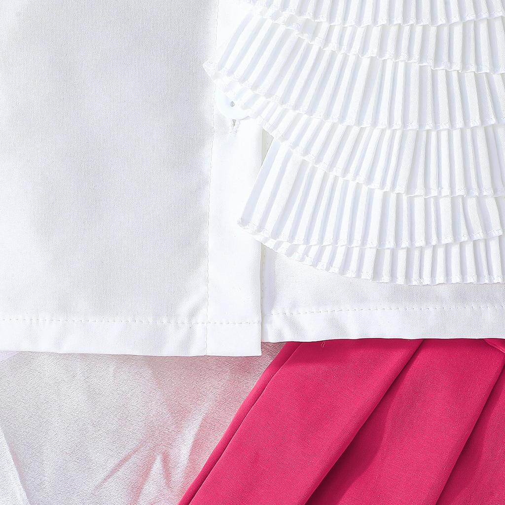 Baby Girls Sleeveless Collared Dress with Pleated Ruffle Accent, Stylish Party Outfit