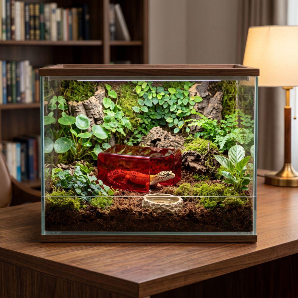 Stackable Reptile Hide Cave Translucent Visible Shelter House Reptile Hideout  Pet Breeding