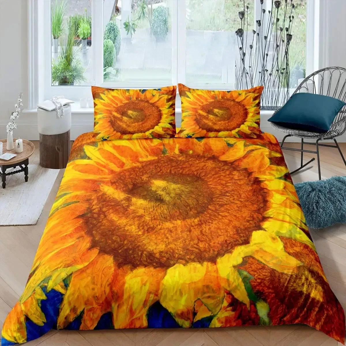 

Rose Floral Blossom Flowers Sunflower Comfortable Duvet Cover Pillowcase Bedding Set Children Bedroom Decoration Home Textile EU Single 135x200cm