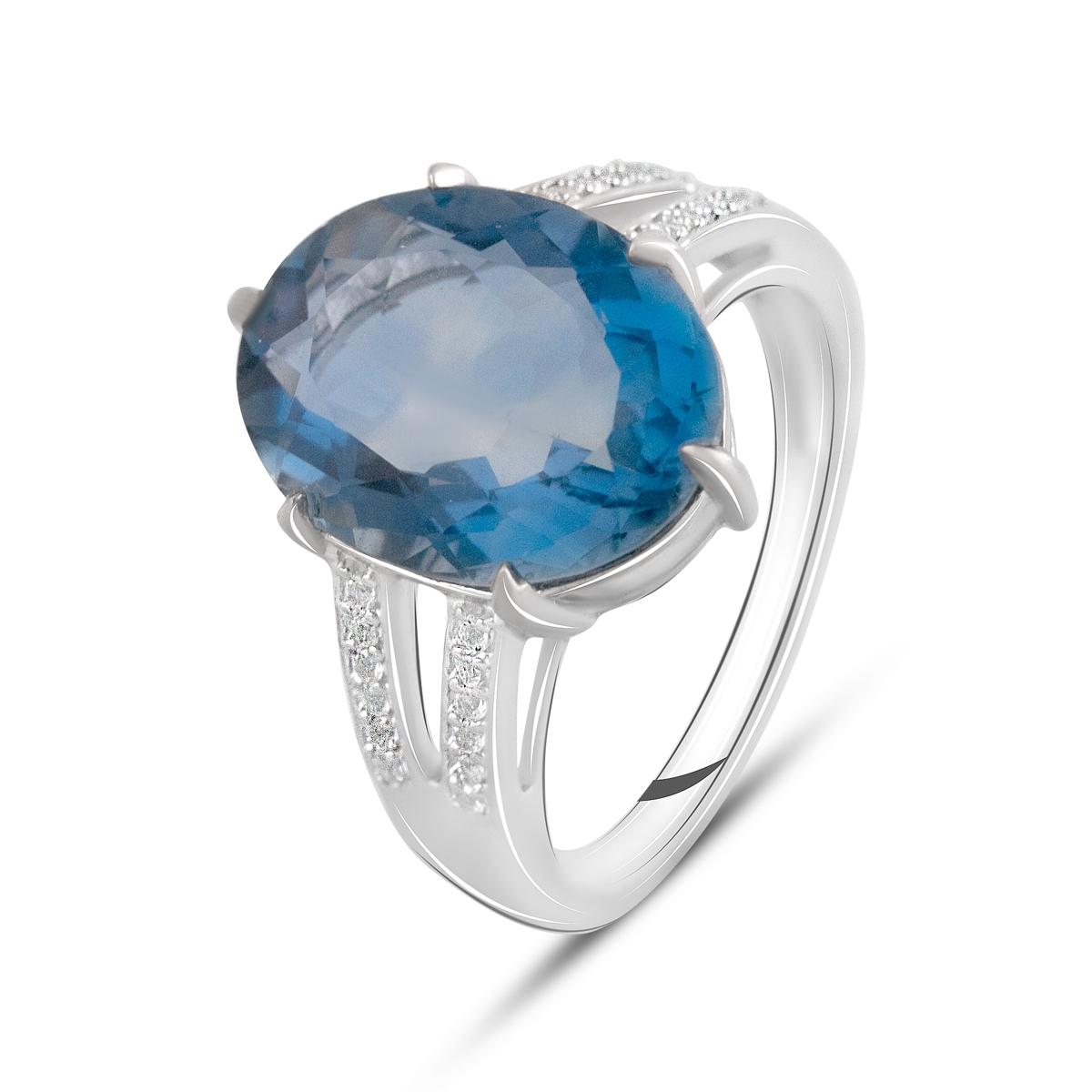 

Срібна каблучка з натуральним флюоритом 10.18ct, топазом білим (2121626) 5.58 гр. 925 проби 19 різнокольорові кольору