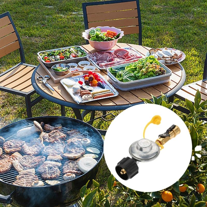 High Flows Gas Quick Connecting Fittings 1/4Inch with Adjustable Flame Control up to 30000BTU for Camping Equipment