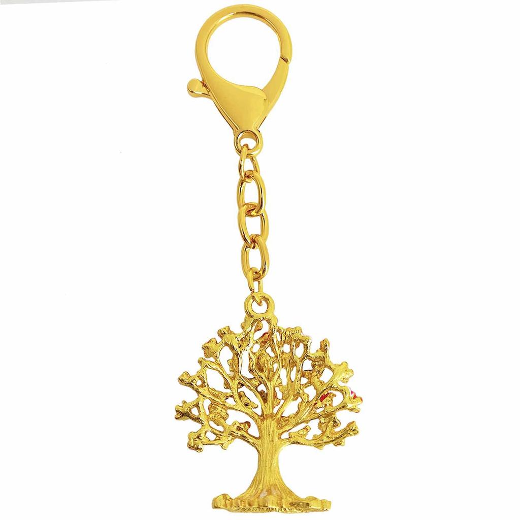 [YISHUI] Good Luck and Wealth Keychain with Cherry Blossom Tree Design - 9 Little Birds, Spring Energy Amulet, Wealth Expansion, New Beginnings,