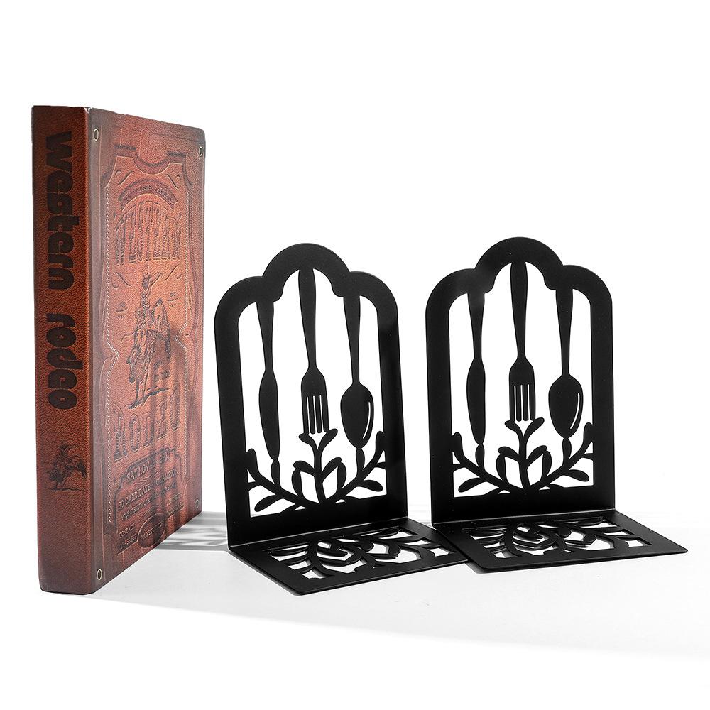 Retro Simple Cutlery Graphics Book Stand - Hollowed-out Bookshelf for Students