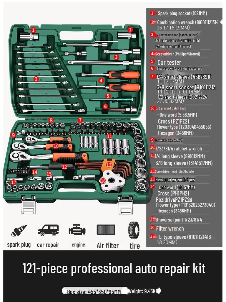 Quick Ratchet Socket Wrench Set for Car and Motorcycle Repair