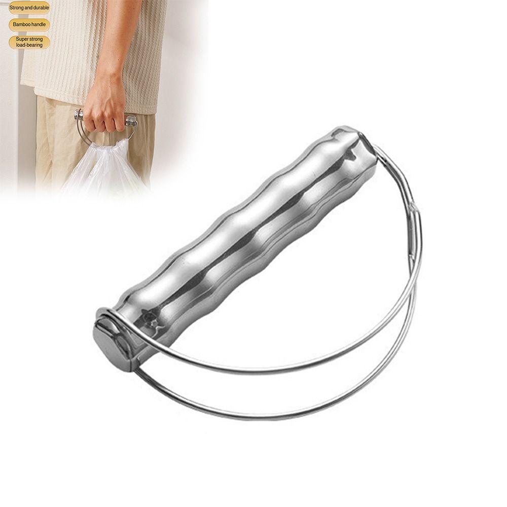 Stainless Steel Grocery Bag Handle Grip Labor-saving Strong Load-bearing Vegetable Lifter Bamboo Joints Vegetable Carrier