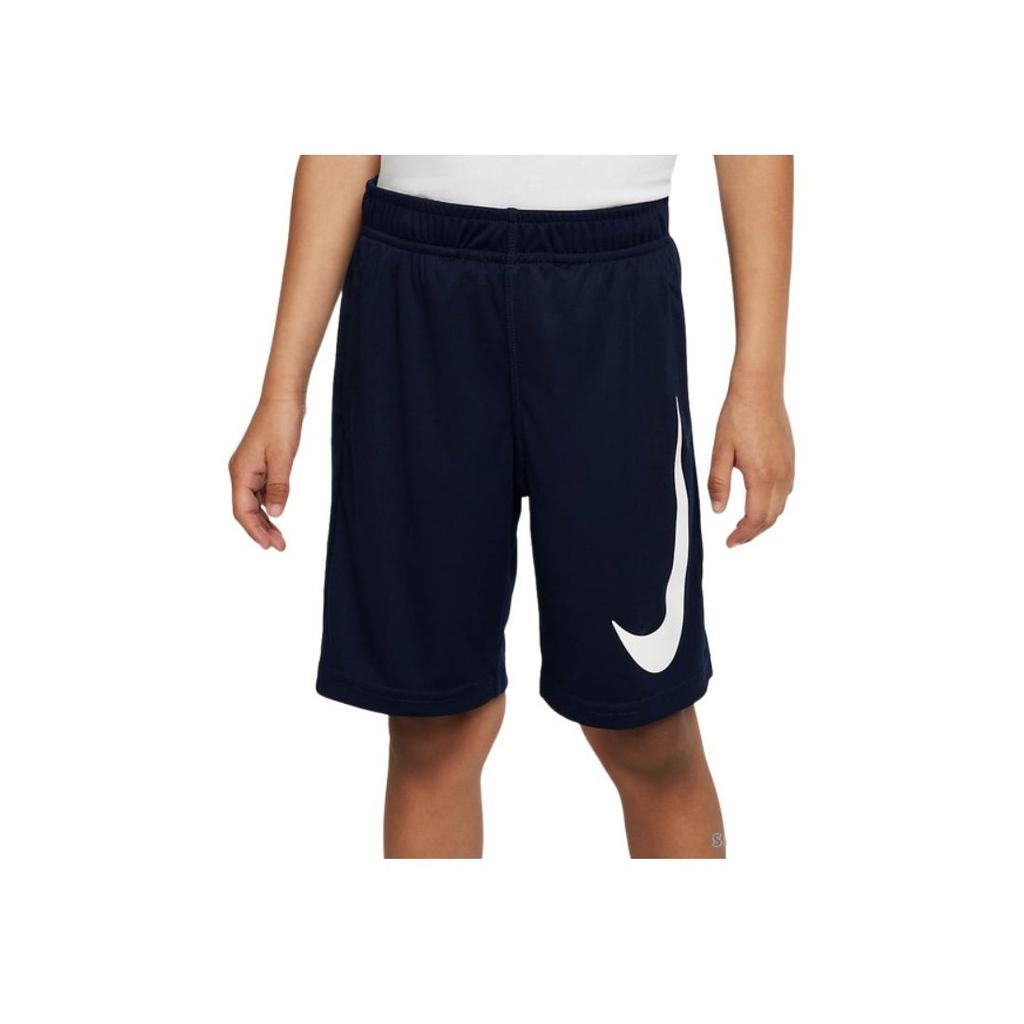 Nike Performance Swoosh Dri-Fit Logo Print Color Block Straight Leg Kids Shorts Kids shorts Obsidian FQ3633-451