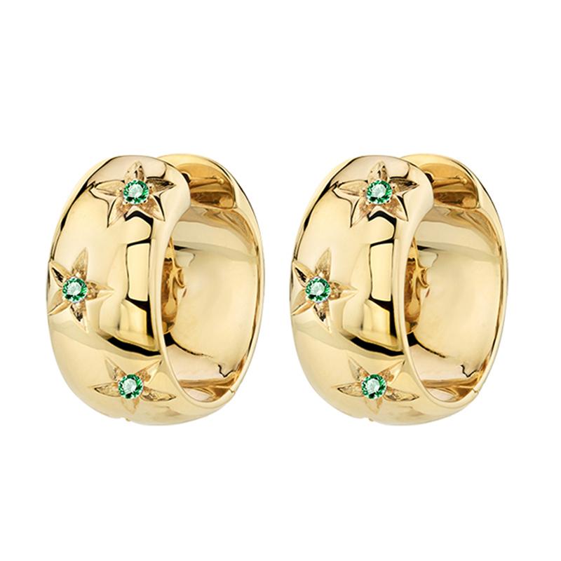 Gold Color Big Hoop Earrings for Women Fine Zircon Star Round Circle Piercing Earrings Fashion Party Jewelry Accessories