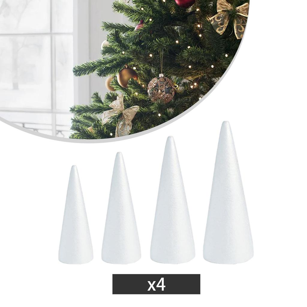 24 Pieces Craft Foam Cones 4 Sizes Handmade Decors White Polystyrene Cones for Festival Holiday Wedding Celebration Crafting