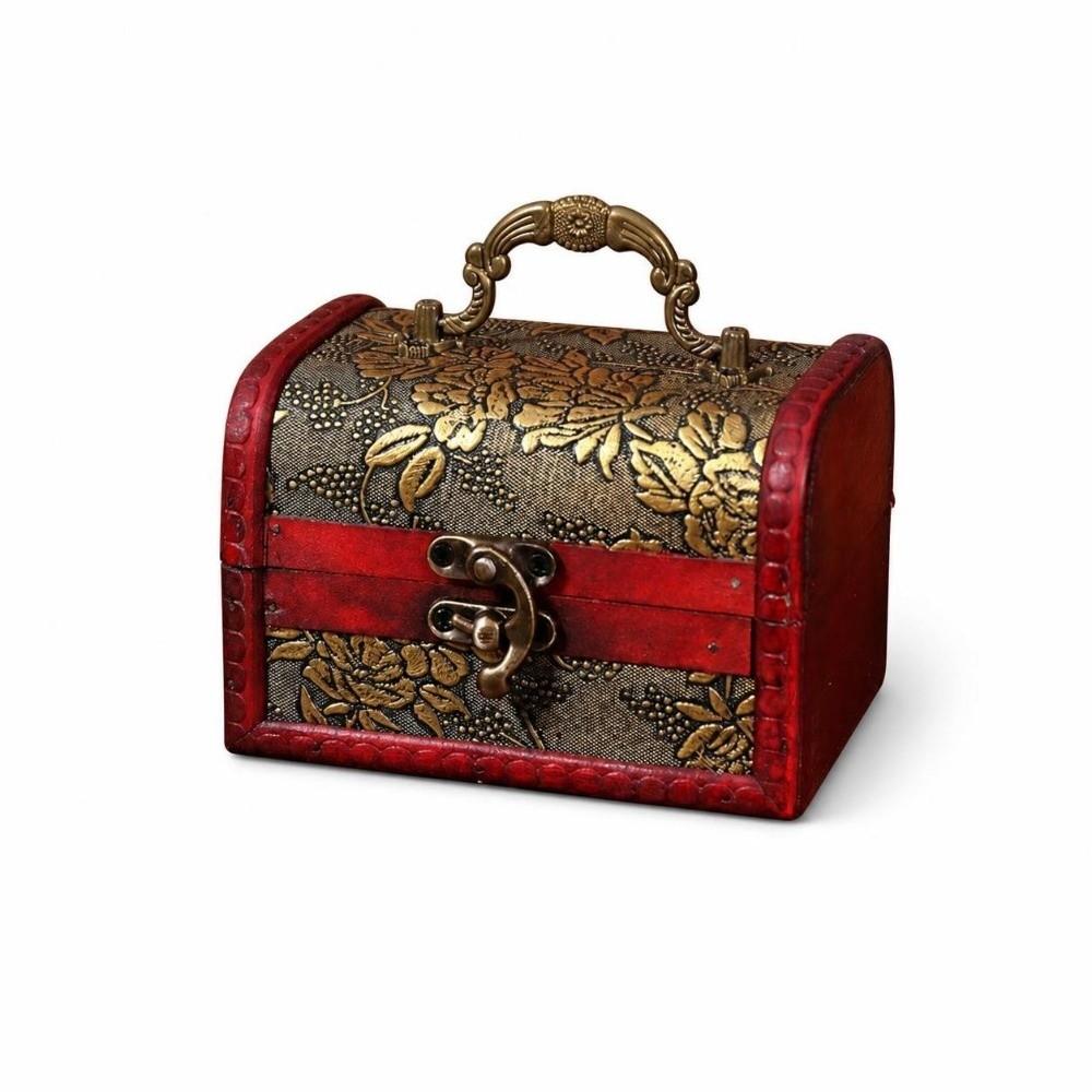 Small Size Wooden Jewelry Box Classical Keepsake Case Retro Trinket Chest Cosmetics Sorting