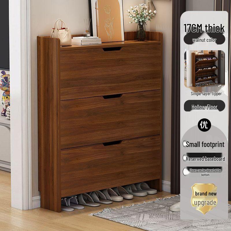 Ultra-Thin Flip-Lid Shoe Cabinet: Space-Saving Multi-Layer Rack for Narrow Entrances, Large Capacity, Economical Storage Solution