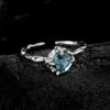 Non-fading blue zircon ring niche design index finger ring opening adjustment sweet cool ring jewelry