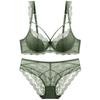 European & American Sexy Lace Cotton Bra Set - Comfortable, Breathable, Gathered, Plus Size Women's Underwear