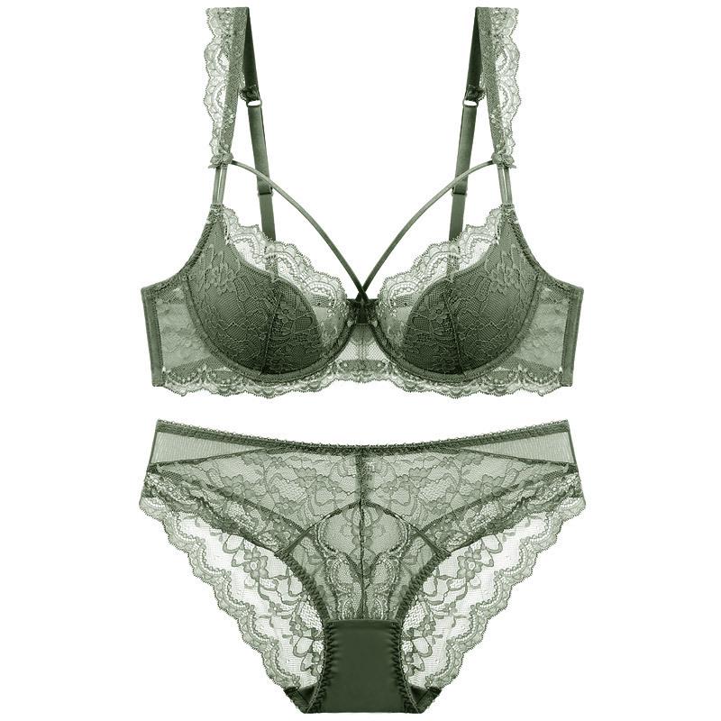 European & American Sexy Lace Cotton Bra Set - Comfortable, Breathable, Gathered, Plus Size Women's Underwear