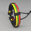 Jamaicansk Bohemisk Röd-Grön-Gul Flätad Läder Justerbar Hip Hop Armband