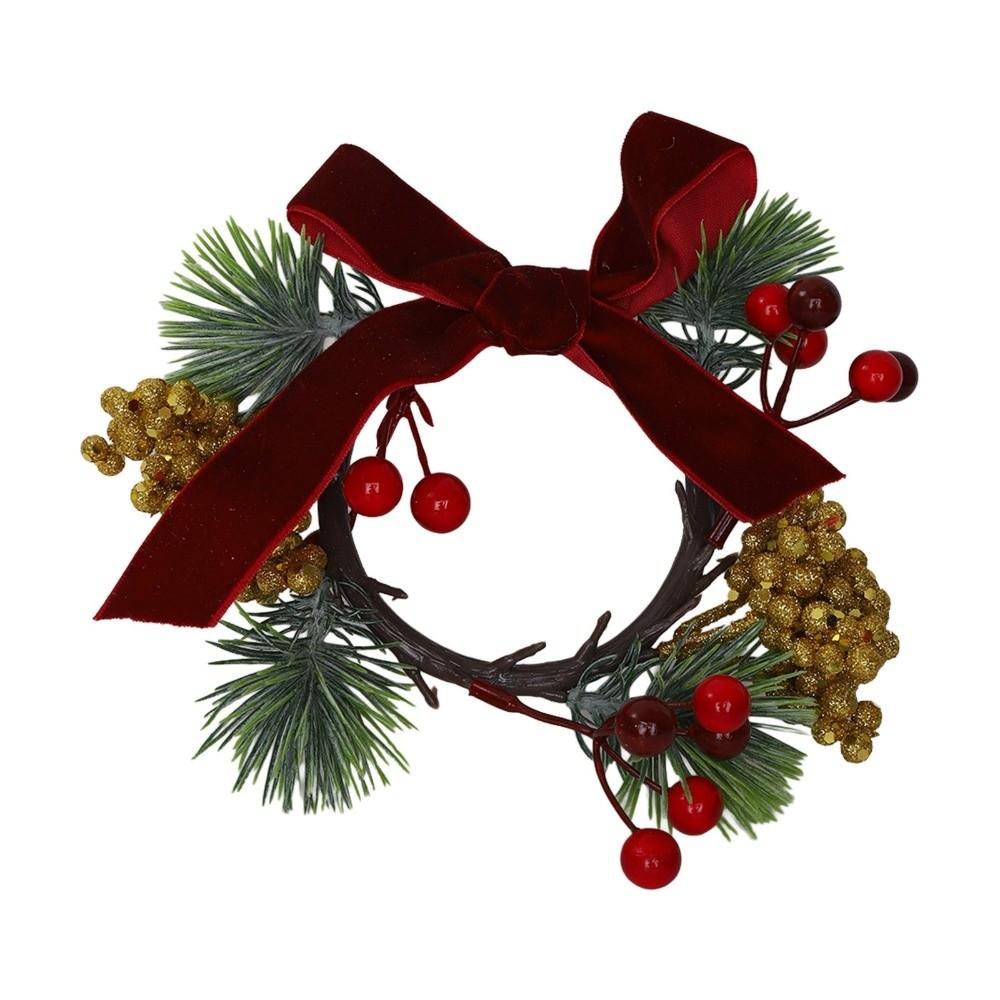 Bow/Flower Christmas Candle Ring Candlestick Wreaths Fireplace Mantel Decor