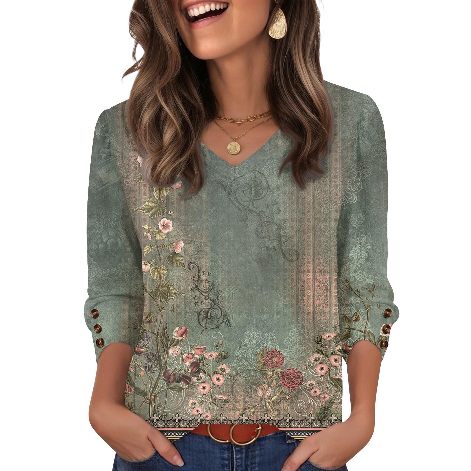 

Women s Fashion, Casual And Retro V-neck Top XL