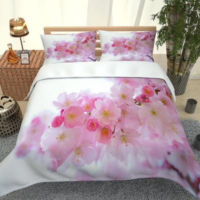 Bettwäsche-Set ohne Bettdecke, Steppdecke, Bettbezug, Kissenbezug, 3D-Muster, rosa Blume, Einzelbett, Queen-Size-Bett, Polyester, bequem