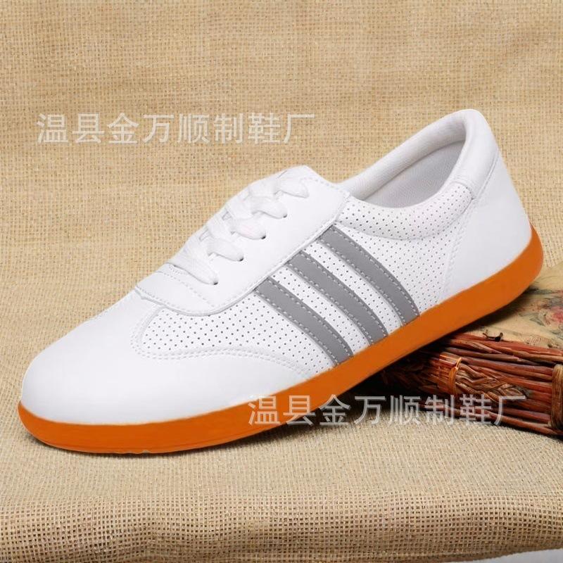 Tai Chi Shoes Men's and Women's Soft Cowhide Beef Tendon Sole Tai Chi Practice Training Sports Spring and Summer Mesh Shoes Leather Martial Arts Shoes