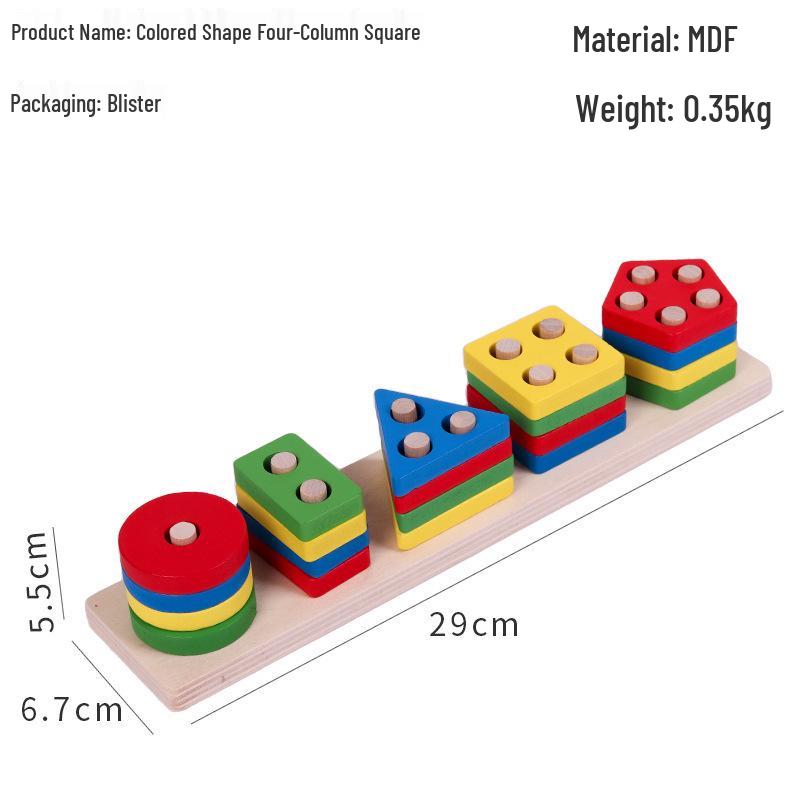 Montessori Geometric Stacking & Shape Matching Blocks for Ages 3-6