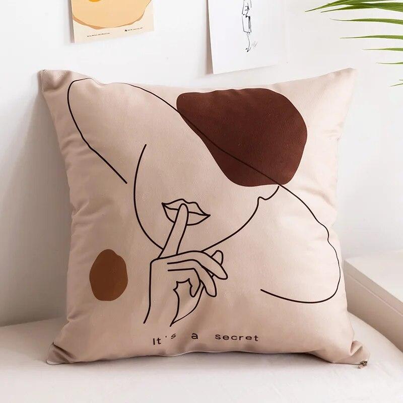 Minimalist Creative Abstract Line Pillowcase Peach Lemon Pear Fruit  Sofa Office Seat Cushion Cover Home Decoration