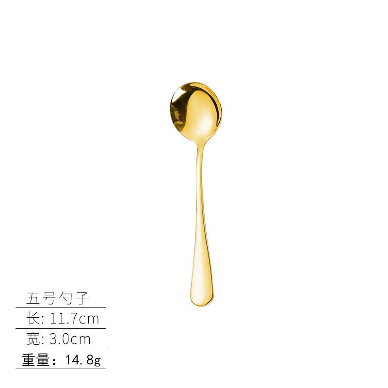 Stainless steel tableware, knives and forks, spoons, western food steak knives and forks, household thickened pointed spoons, round spoons, supplies
