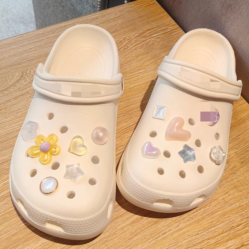 Set Fashion Gemstone Crystal Colorful Powder Shoe Charms Pearl Flower Shoe Decorations DIY Detachable Shoes Accessories 1 Set