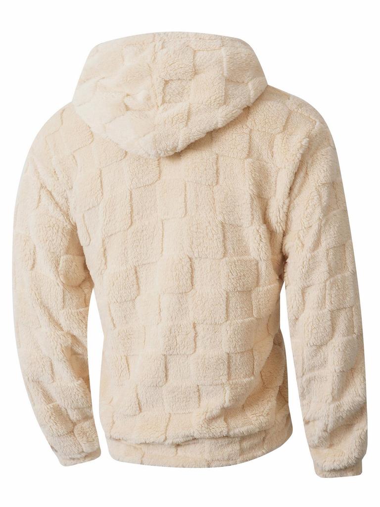 2025 Autumn/Winter Men's Embroidered Fur Hoodie with Drawstring