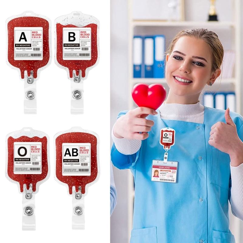 Stylish Blood Type Badge Holder Blood Type Badge Reel Acrylic Material Badge Holder Perfect for Healthcare Professionals