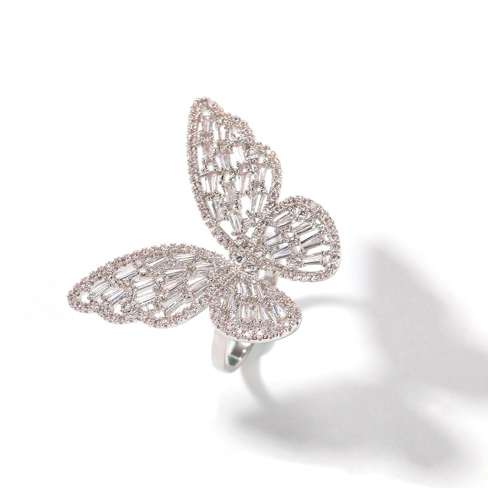 THE BLING KING Hiphop Butterfly Resizable Rings For Men Women Band Ring Fashion Bling Bling CZ Paved Jewelry Drop Shipping
