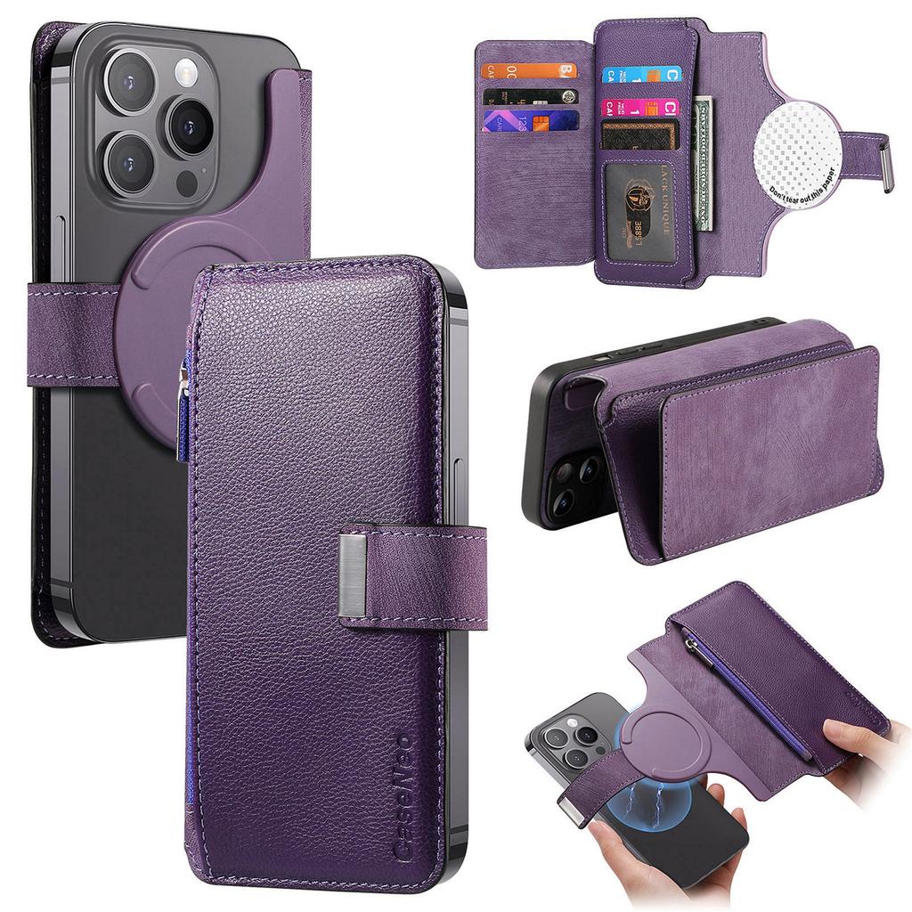 CASENEO MW-02S Magnetic Detachable Leather Phone Cover for 6.1 inch Phone RFID Blocking Wallet Stand