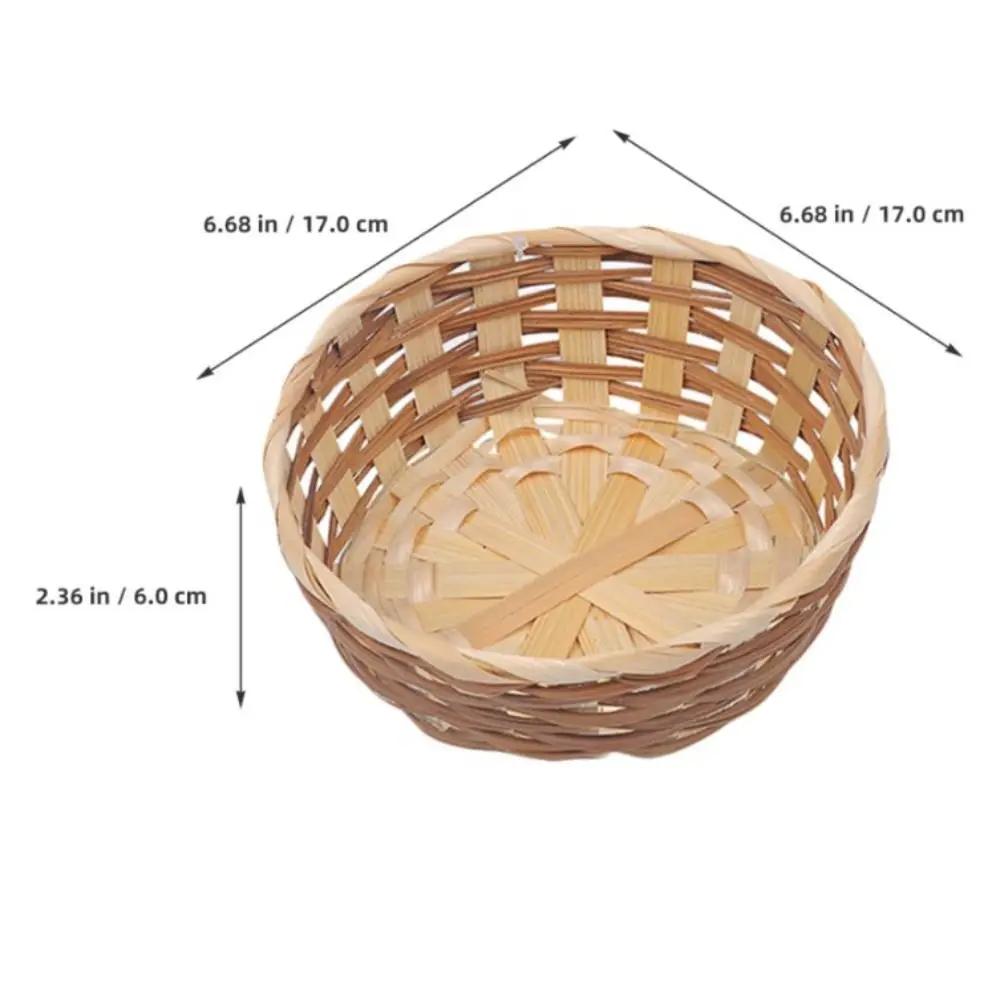 High Quality Round Shape Storage Basket Food Container Handmade Rattan Fruit Basket Large Capacity Durable Fruit Storage Bin