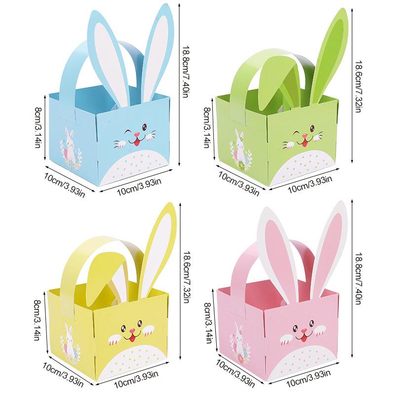 

4/8Pcs Easter Bunny Ear Candy Boxes Cute Egg Paper Basket Cookie Gift Packaging Box Bags 2025 Easter Party Decoration Supplies 10x10x8cm