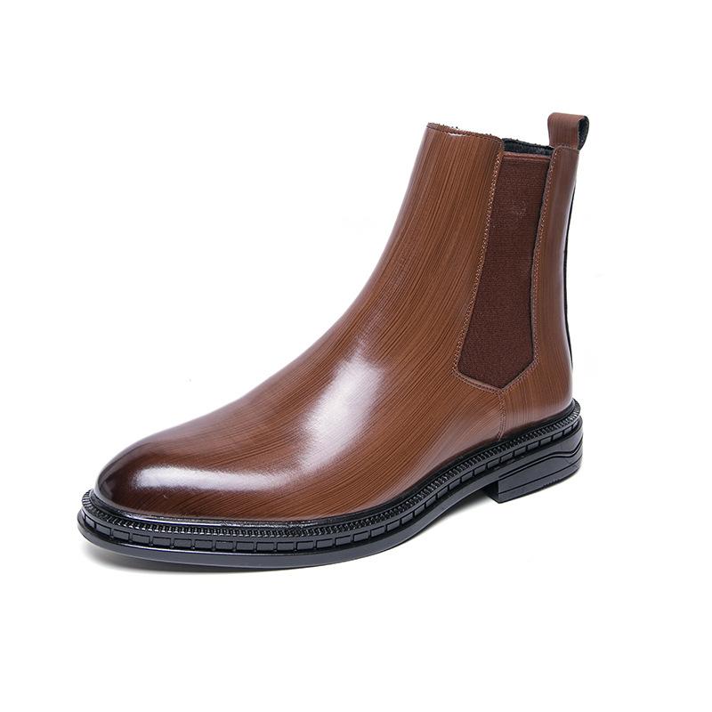 

Кожаная обувь большого размера мужская Челси высокие кожаные ботинки мужские осень и зима мужские новые ботинки Мартин модные короткие ботинки мужские 46 коричневый