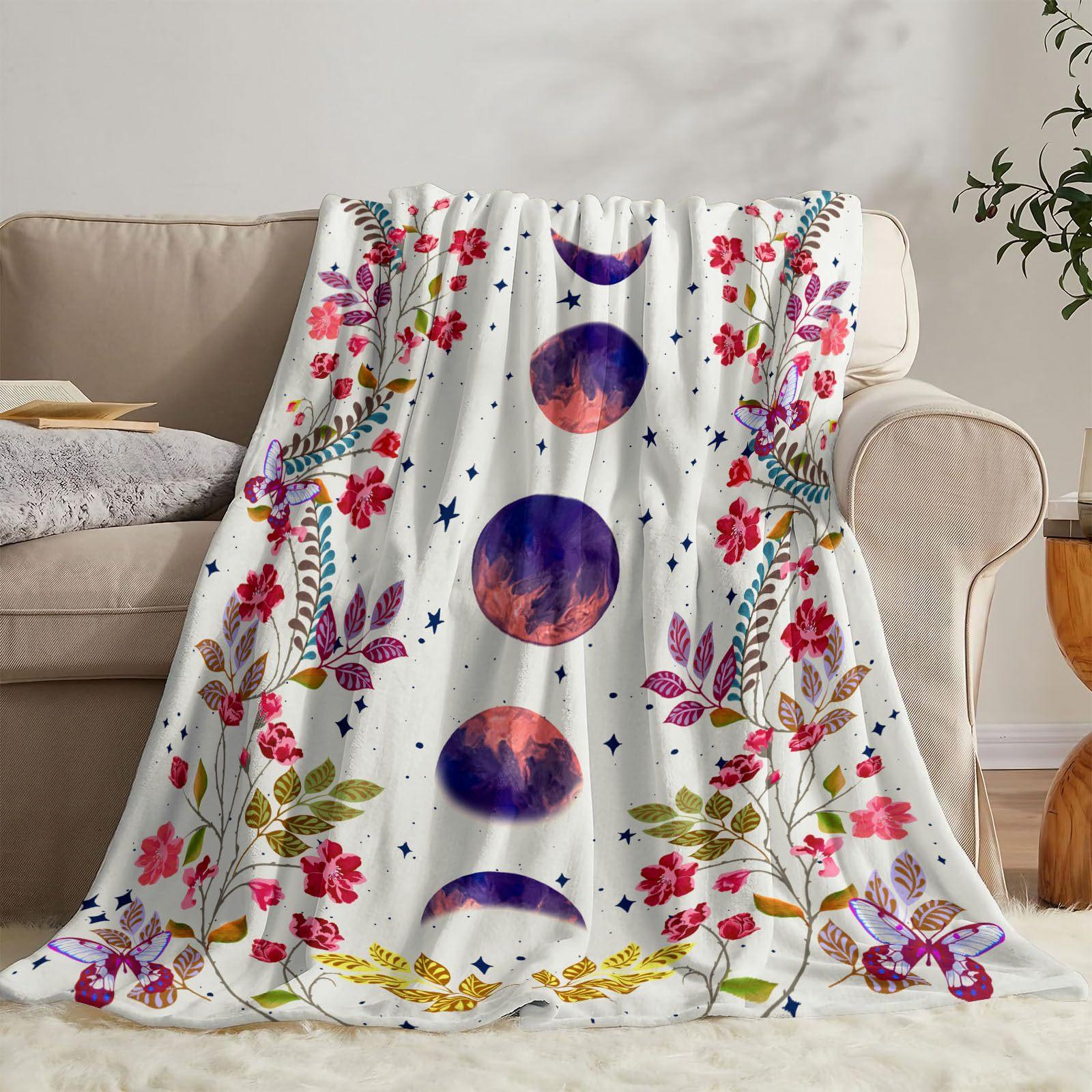 

Moonlight Garden Pattern digital-printed polyester Bedroom velvet flannel cover blanket Fleece soft sofa cover blankets for beds 75x90cm