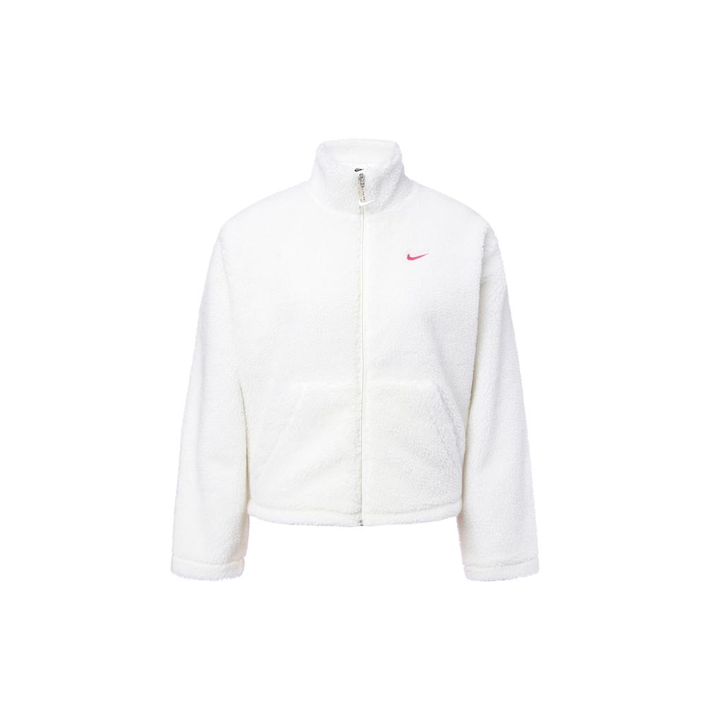 Nike Solid Color Stand Collar Zipper Casual Loose Thick Fleece Jacket Women Jackets Sail-White FV4009-133