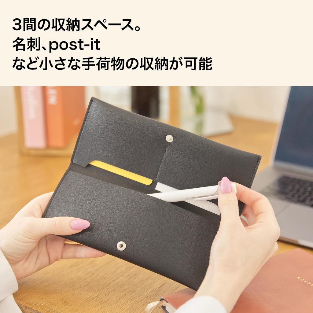 Common Nuovo Leather Business and Card Storage Flat Pouch Waterproof for Adults and Businesses Multi-Case Pen, Card, Slim, Lightweight, (Mustard)