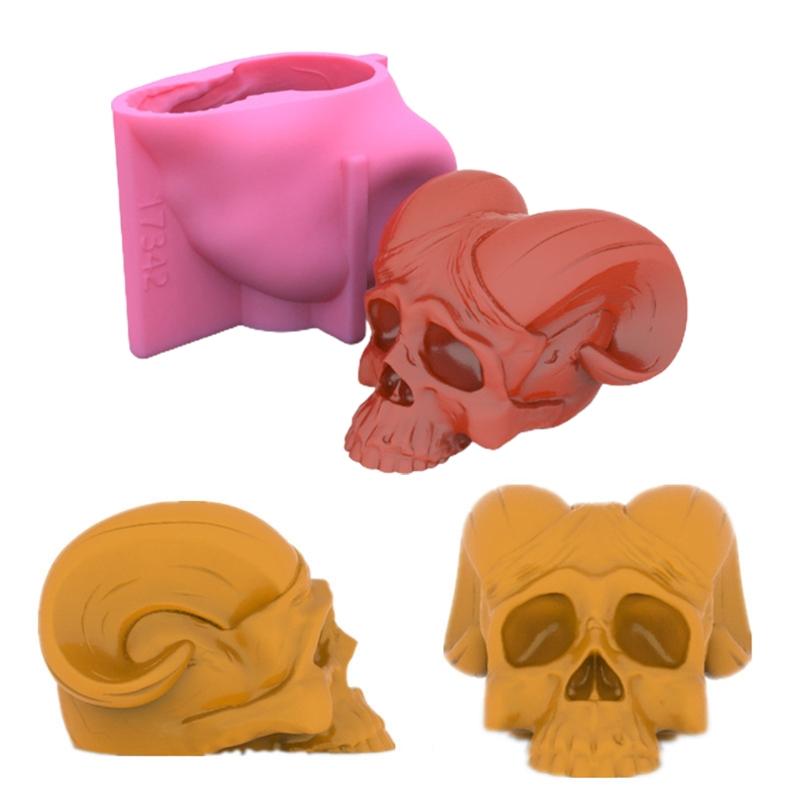 Devil Horns Skull Silicone Mold Keychain Resin Epoxy Craft Polymer Clay Craft DIY Ornament Jewelry Candles Making Tool