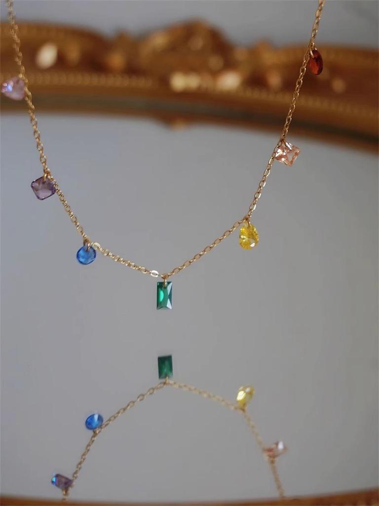 High-End Rainbow Zircon Titanium Anklet: Versatile, Non-Fading, Fashionable for Women
