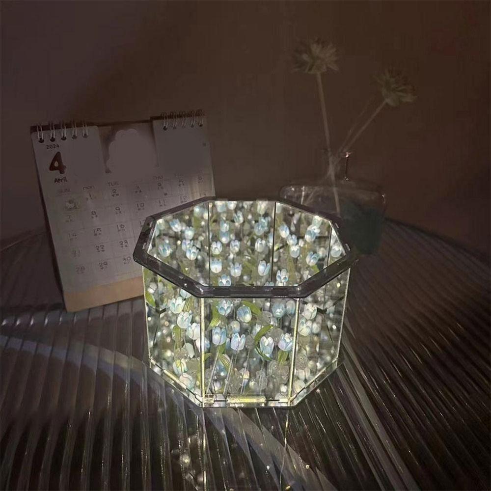 DIY Material Package Handmade Tulip Mirror Desktop Decoration Small Night Light  for Living Room