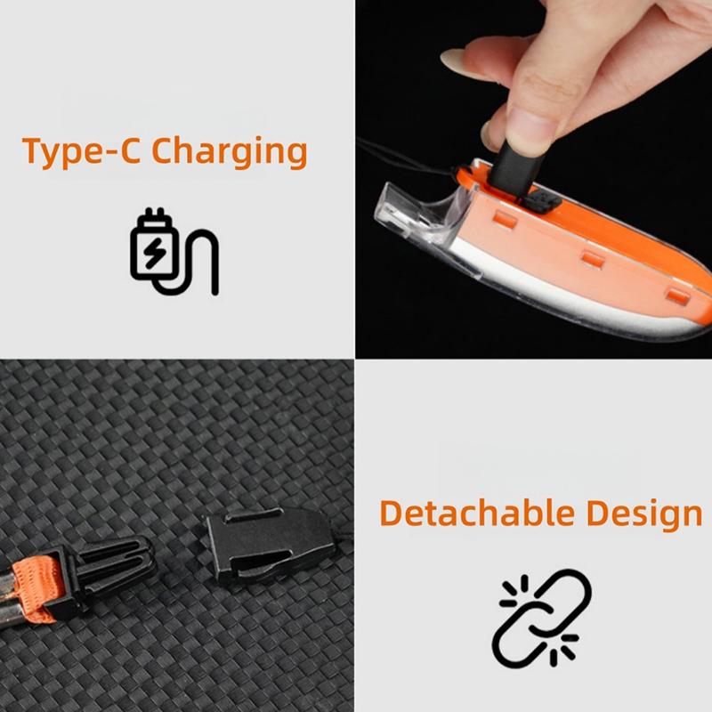 Sifflet de Survie de Camping Extérieur Sifflet de Secours avec Lumière LED Mini Lampe Torche Rechargeable Lampe Torche d'Urgence à Réglage 3 Vitesses