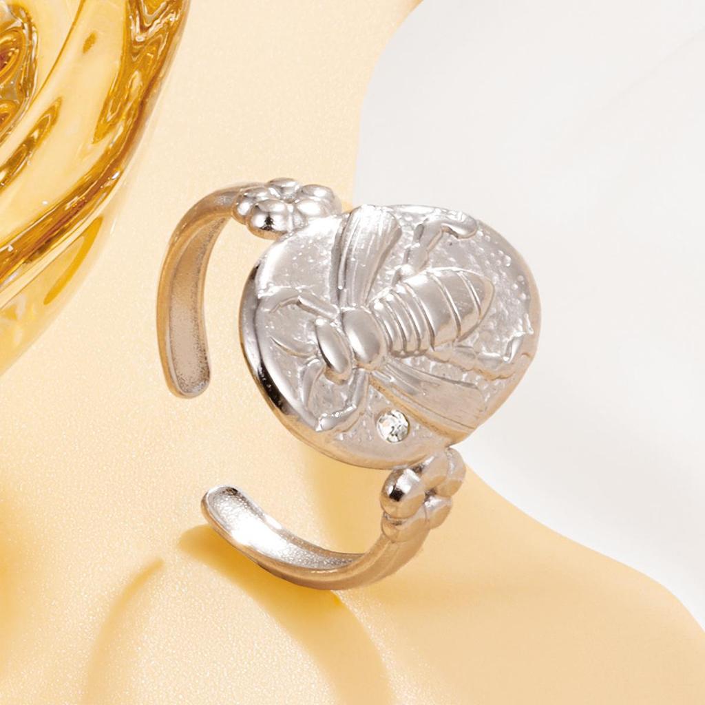 18K Gold Plated Bee Ring - Elegant Retro Stainless Steel Design
