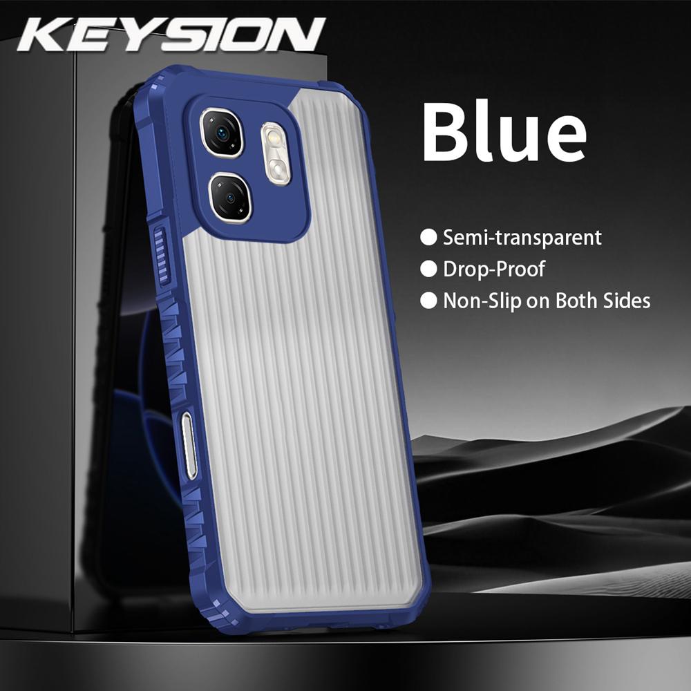 KEYSION Heavy Duty Shockproof Phone Case for Infinix Hot 50i Soft Silicone+PC Translucent Matte Back Cover for Infinix Smart 9
