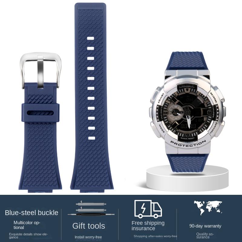 For Casio G-SHOCK GA110 GM110 GM-110GB Silicone Small Steel Cannon watchband Red Blue Color Blocking Orange Resin Watch Strap