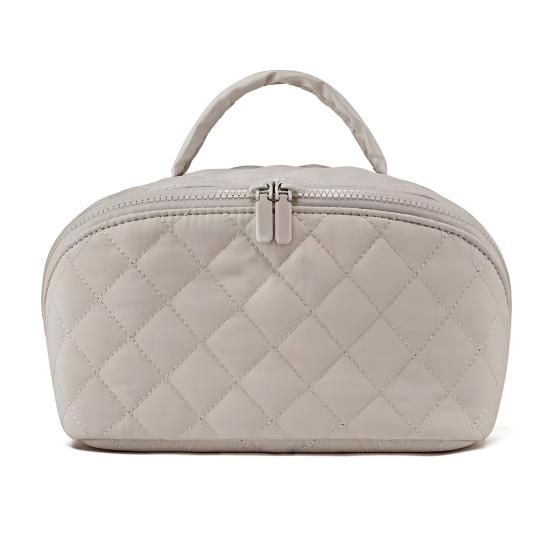 Damen Reise Kosmetiktasche Flach zu öffnen Make-up Organizer mit mehreren Fächern Auslaufsichere gesteppte Toilettentasche für Urlaub und täglichen Gebrauch