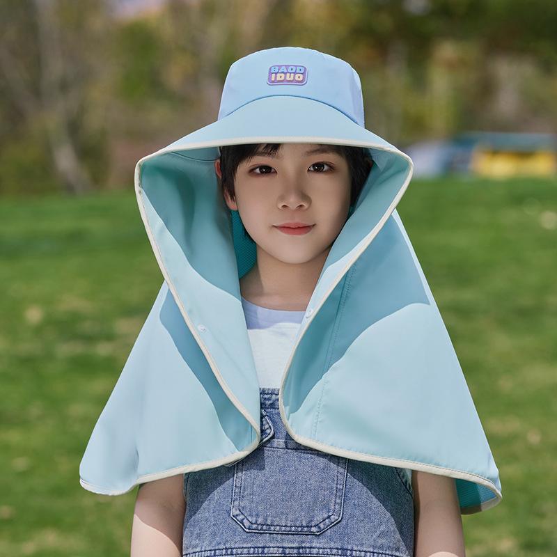 Children's Hats Summer Boys and Girls Sunscreen Hats Outdoor Eaves Breathable Sun Hat Extended Shawl Neck Bucket Hat