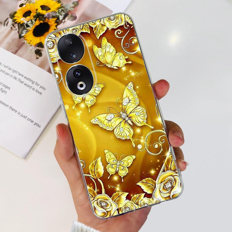 Para Honor 90 / Honor 90 Lite 90 Pro 90 Smart Case Funda de Silicona Suave Elegante de Lujo Hermosa Flor de Cerezo Fundas Tapa Transparente