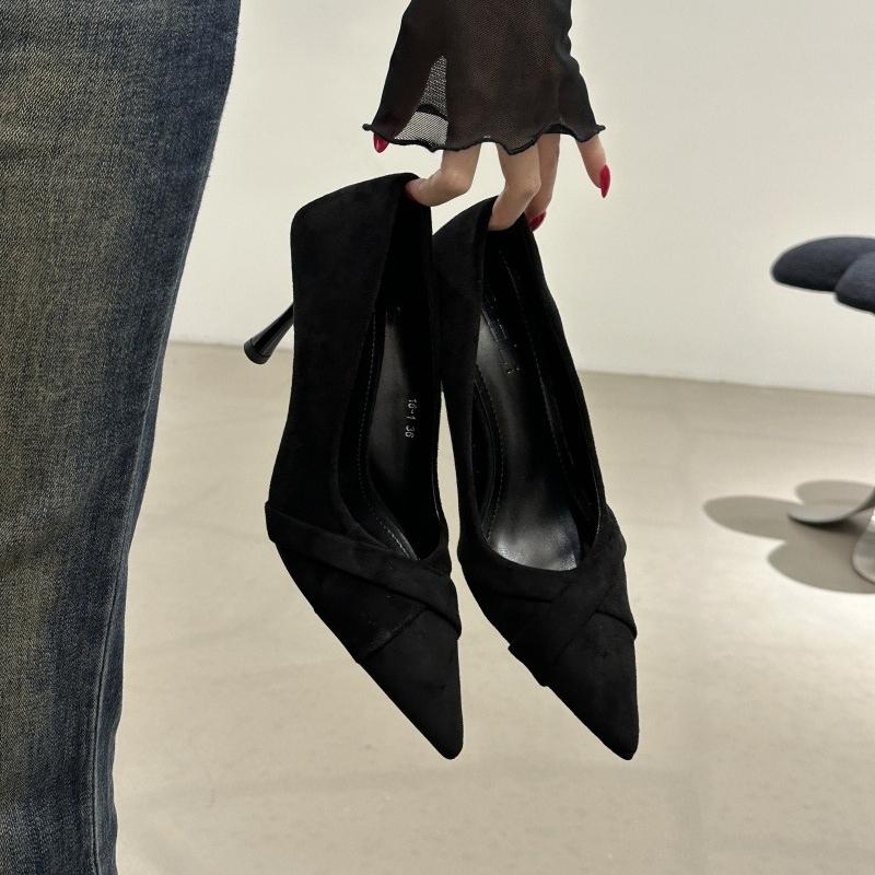 2026 New Spring Suede Women Slip On Shoes Sexy Thin High Heels Wedding Party Shoes Women's Elegant Pointed Toe Dress Pumps