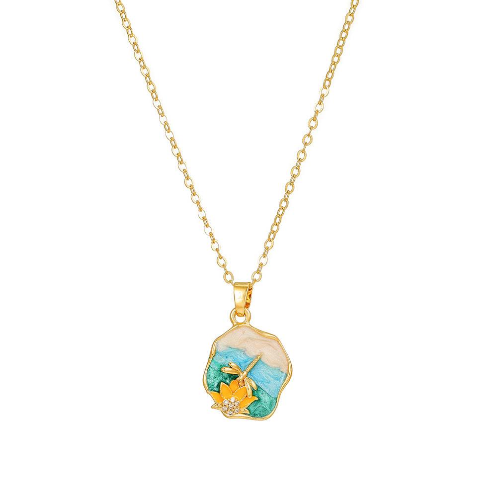 Koperen Bloemenketting Met Zirkonia Steen Meerlaags Ontwerp Voor Casual Of Formeel Gebruik